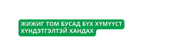 ЖИЖИГ ТОМ БУСАД БҮХ ХҮМҮҮСТ ХҮНДЭТГЭЛТЭЙ ХАНДАХ